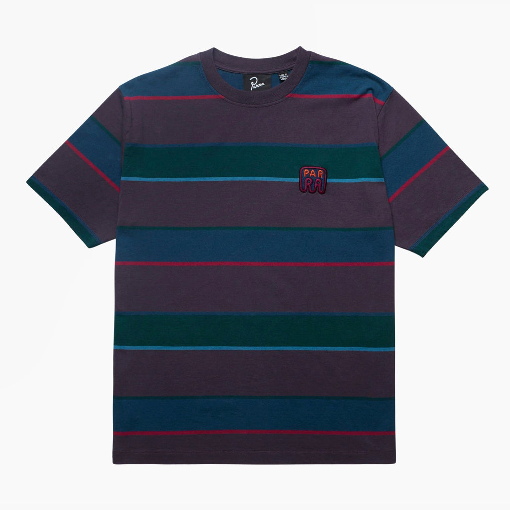 Parra - Fast Food Logo Striped T-Shirt : Aubergine – arts - rec