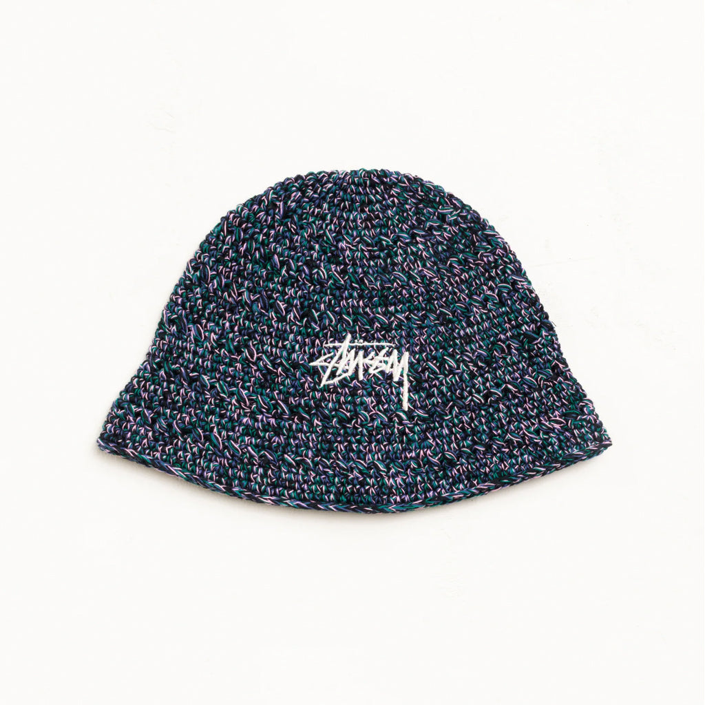Stussy : Hemp Stock Knit Bucket Hat - Multi Navy – arts - rec