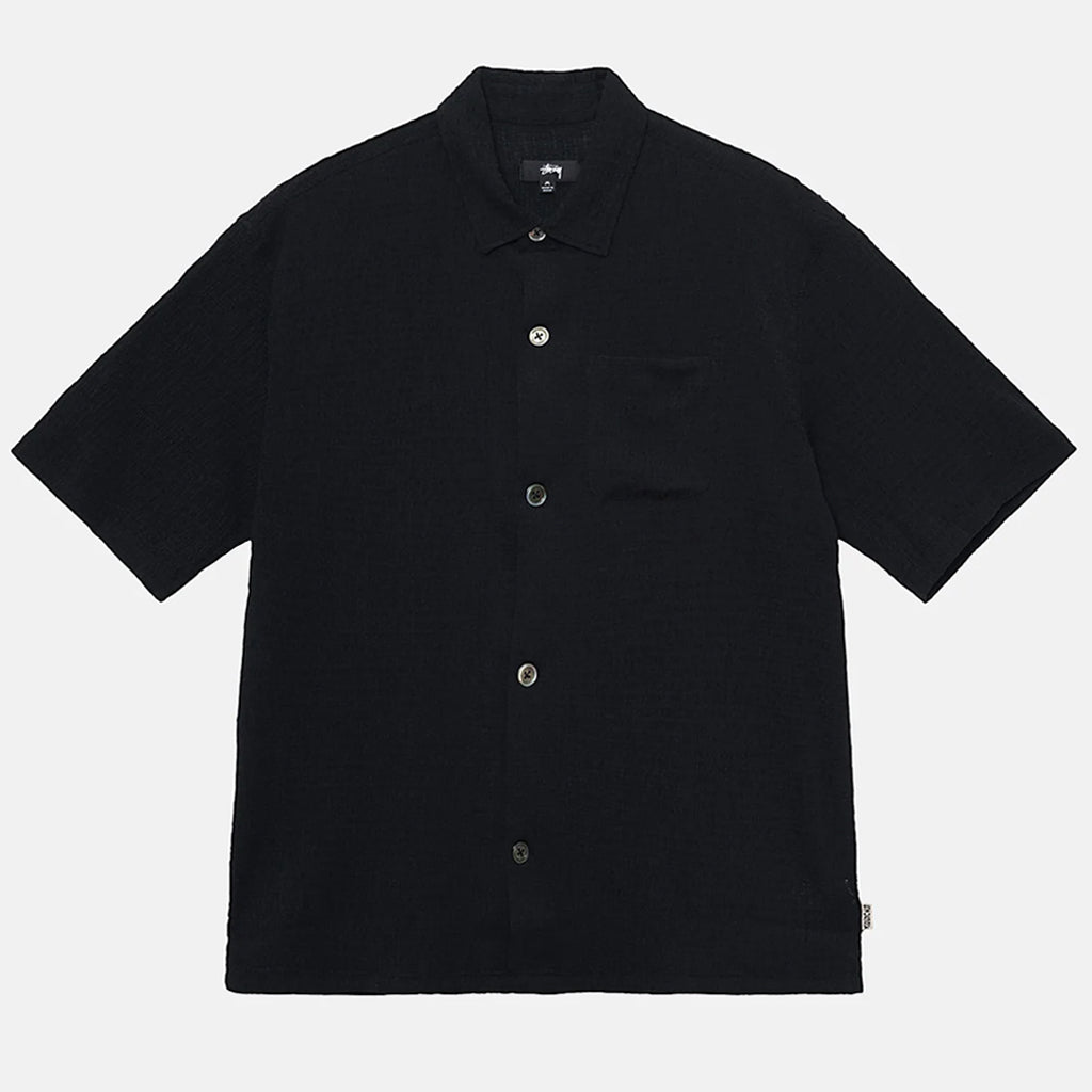 Stussy - Boxy Flat Hem Shirt Crinkled : Black – arts - rec